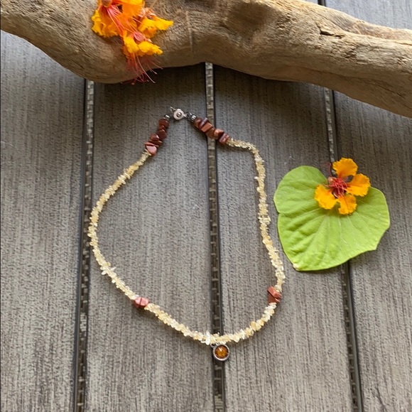 🍊🌿Handmade November Birthstone Rock Necklace🌿🍊 - Picture 2 of 6